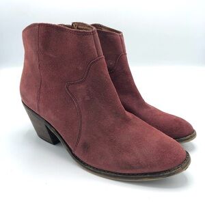 LUCKY BRAND Marcos Bootie Ankle Boot 9.5 Women Leather Suede Western Heeled Boot